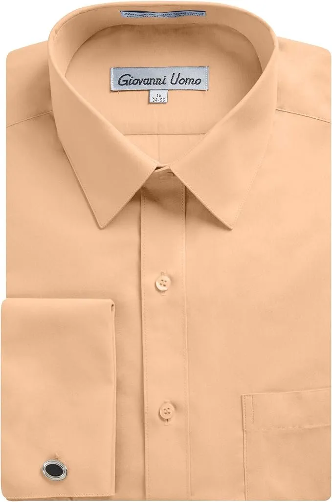 Gentlemens Collection Men's Regular Fit French Cuff Solid Dress Shirt - Colors (Cufflink Included)