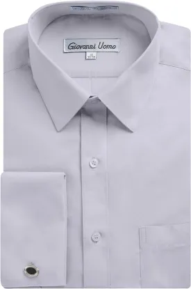 Gentlemens Collection Men's Regular Fit French Cuff Solid Dress Shirt - Colors (Cufflink Included)
