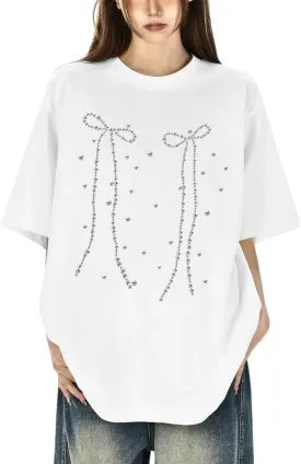 Graphic Tees Y2k for Women Men Baggy Star Shirt Grunge Summer Casual Tops Goth Embroidery Oversized Aesthetic Clothes