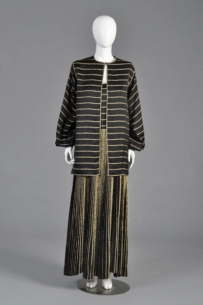 Gucci 70s Pleated Silk   Lamé Evening Gown w/Jacket