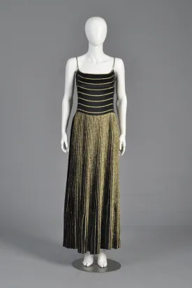 Gucci 70s Pleated Silk   Lamé Evening Gown w/Jacket