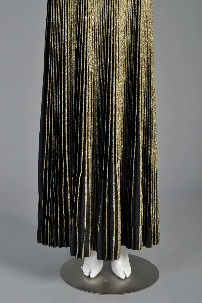 Gucci 70s Pleated Silk   Lamé Evening Gown w/Jacket