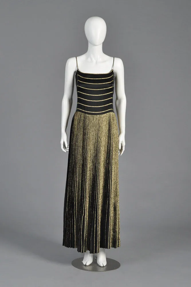 Gucci 70s Pleated Silk   Lamé Evening Gown w/Jacket