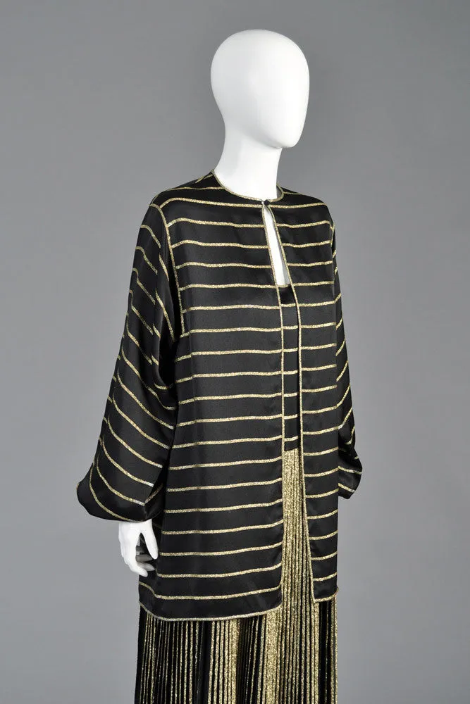 Gucci 70s Pleated Silk   Lamé Evening Gown w/Jacket