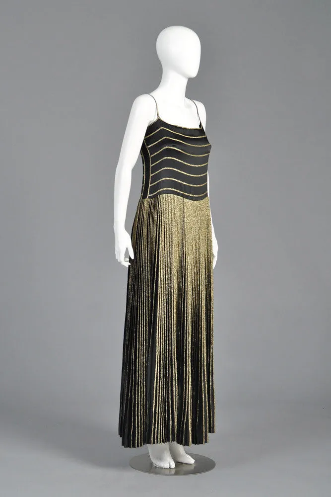 Gucci 70s Pleated Silk   Lamé Evening Gown w/Jacket