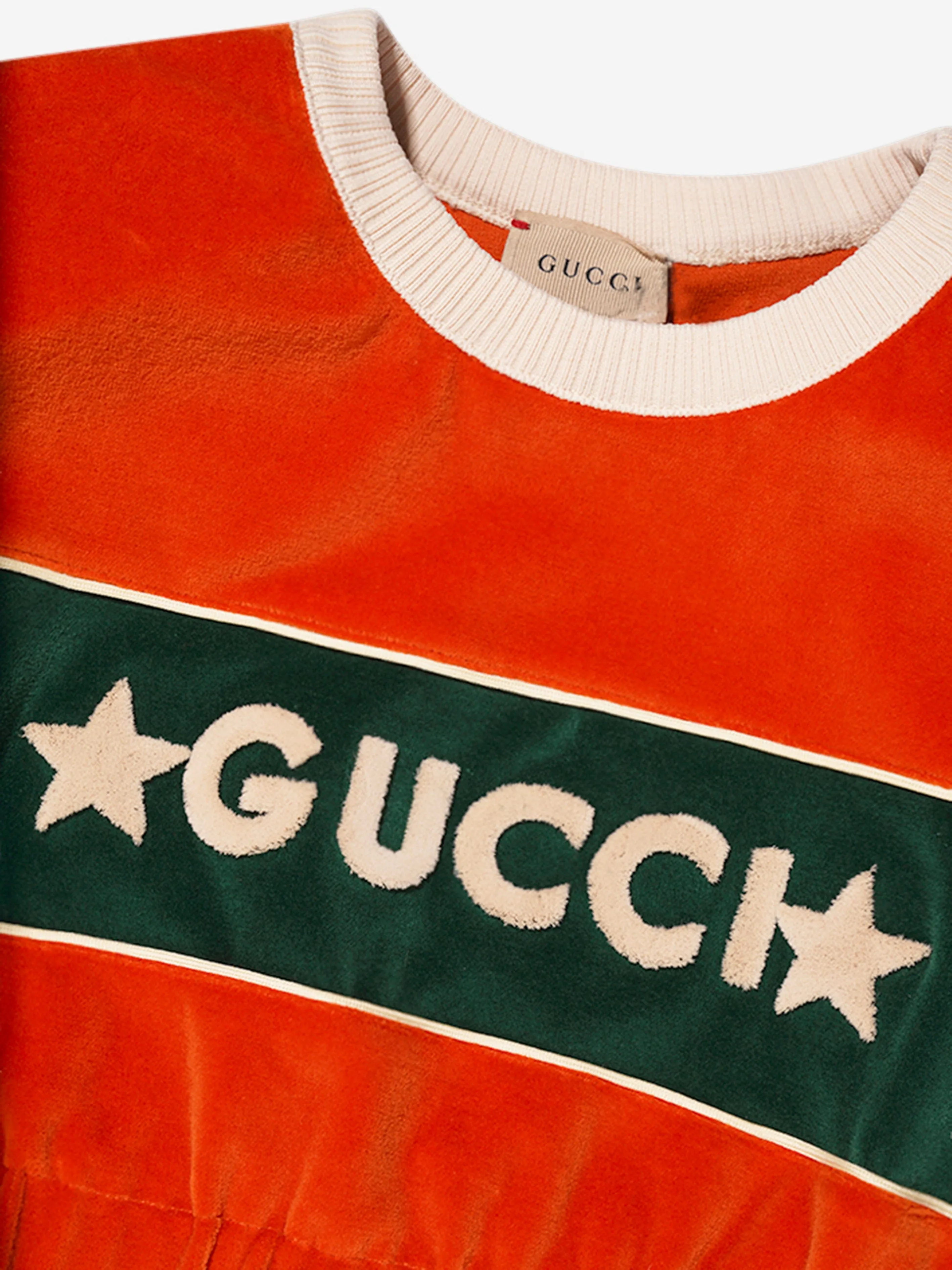 Gucci Girls Chenille Dress With Knitted Detail