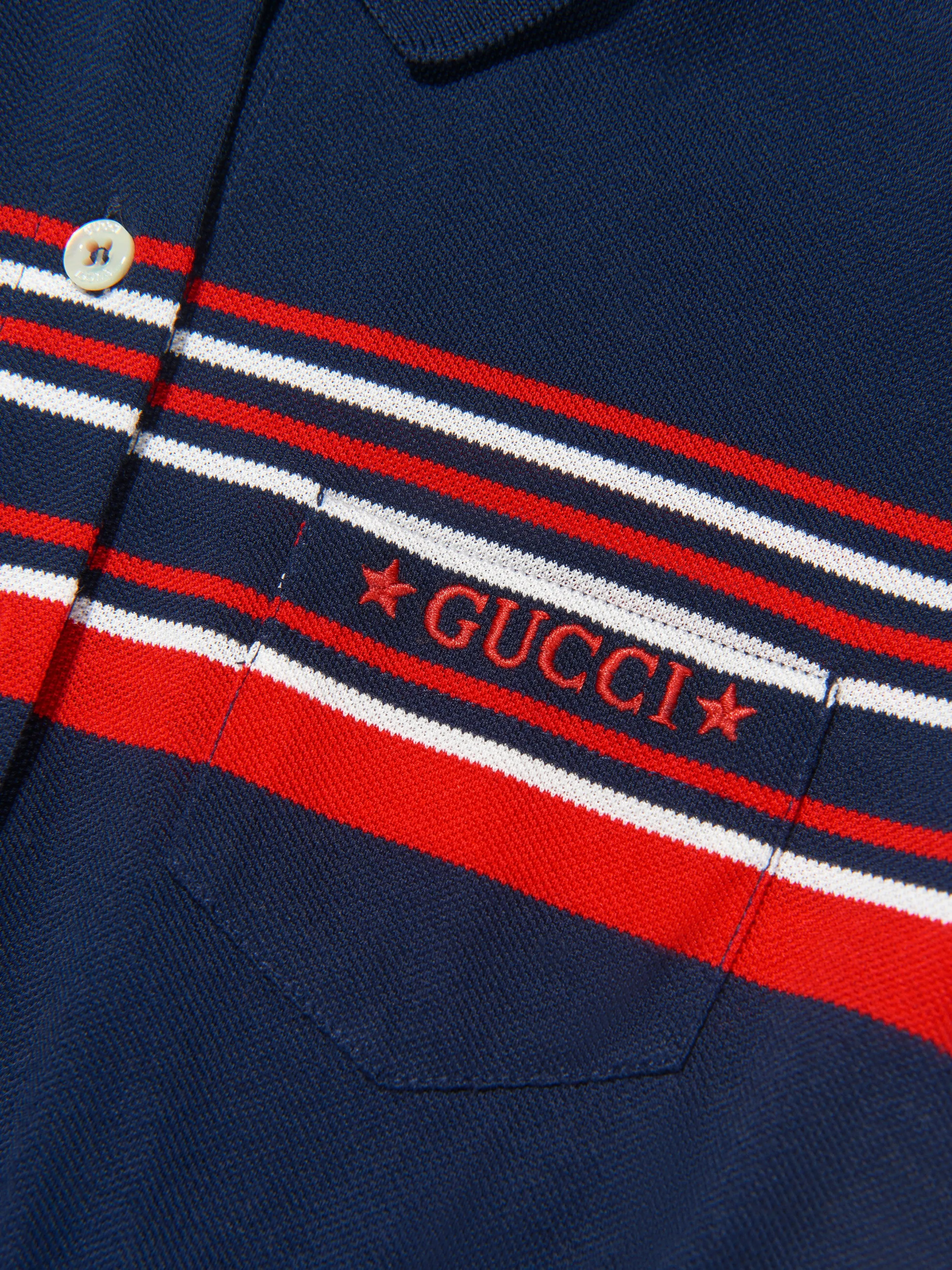 Gucci Girls Cotton Piquet Striped Dress