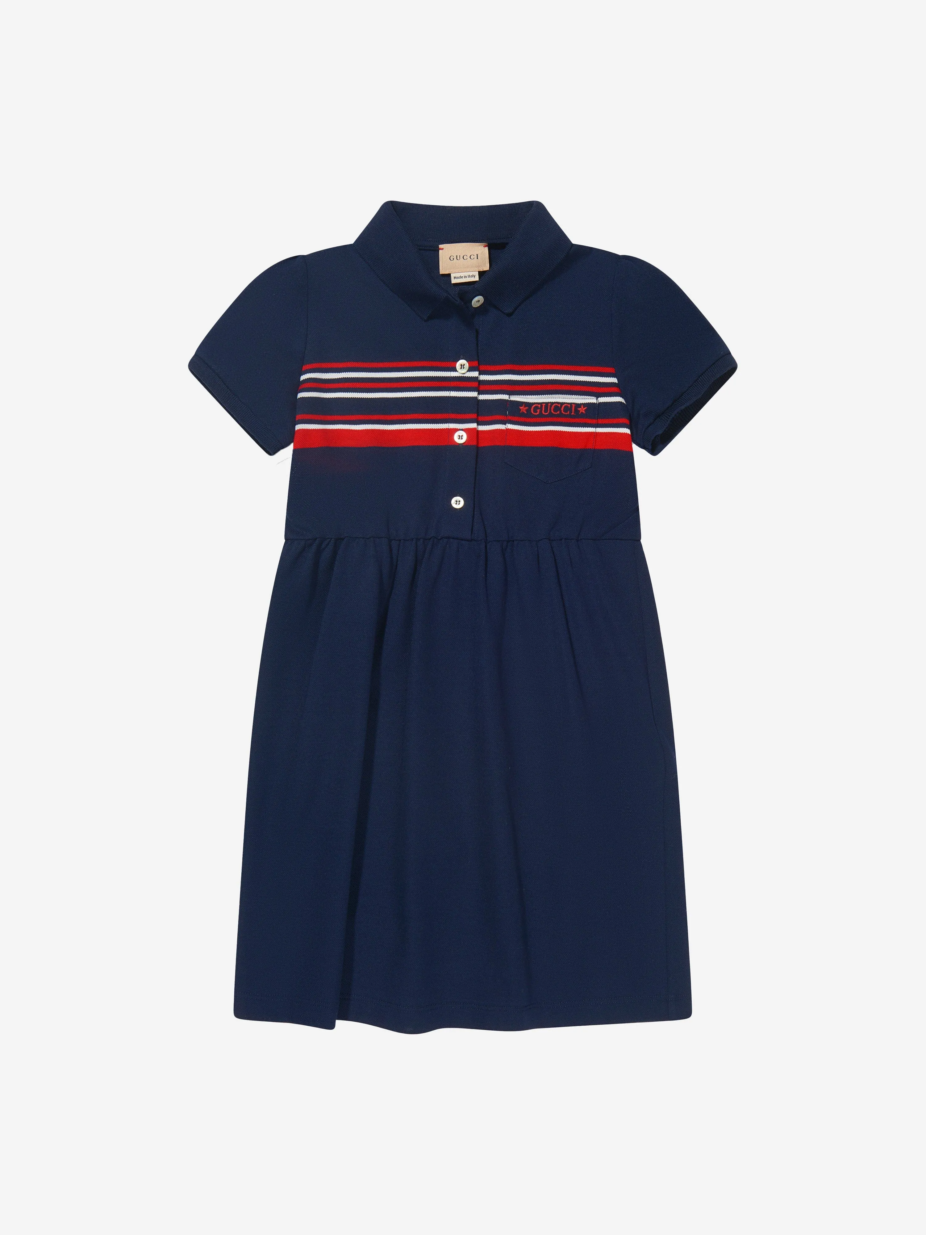 Gucci Girls Cotton Piquet Striped Dress