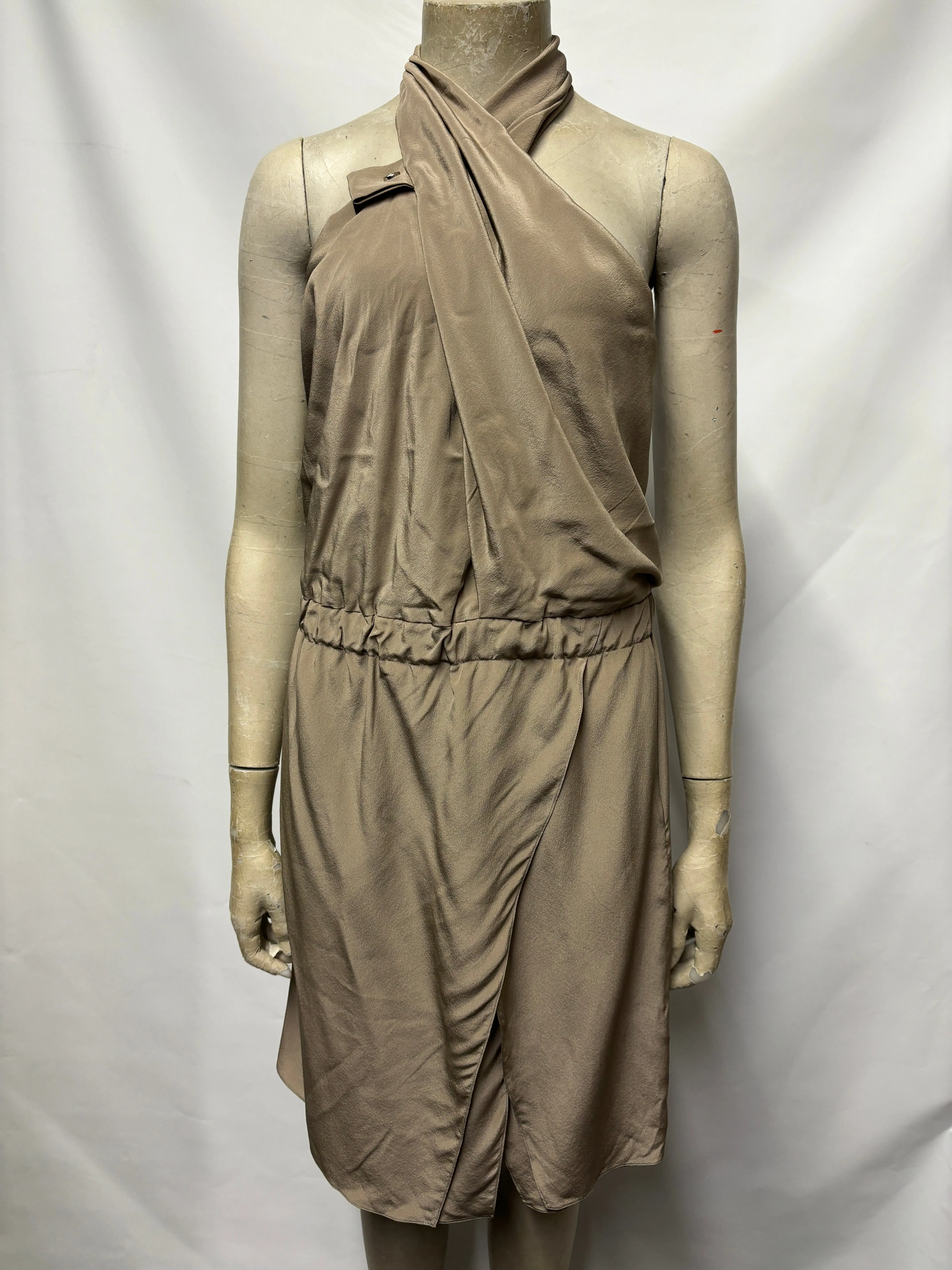 Gucci Grey Silk Halterneck Mini Dress IT 40/8
