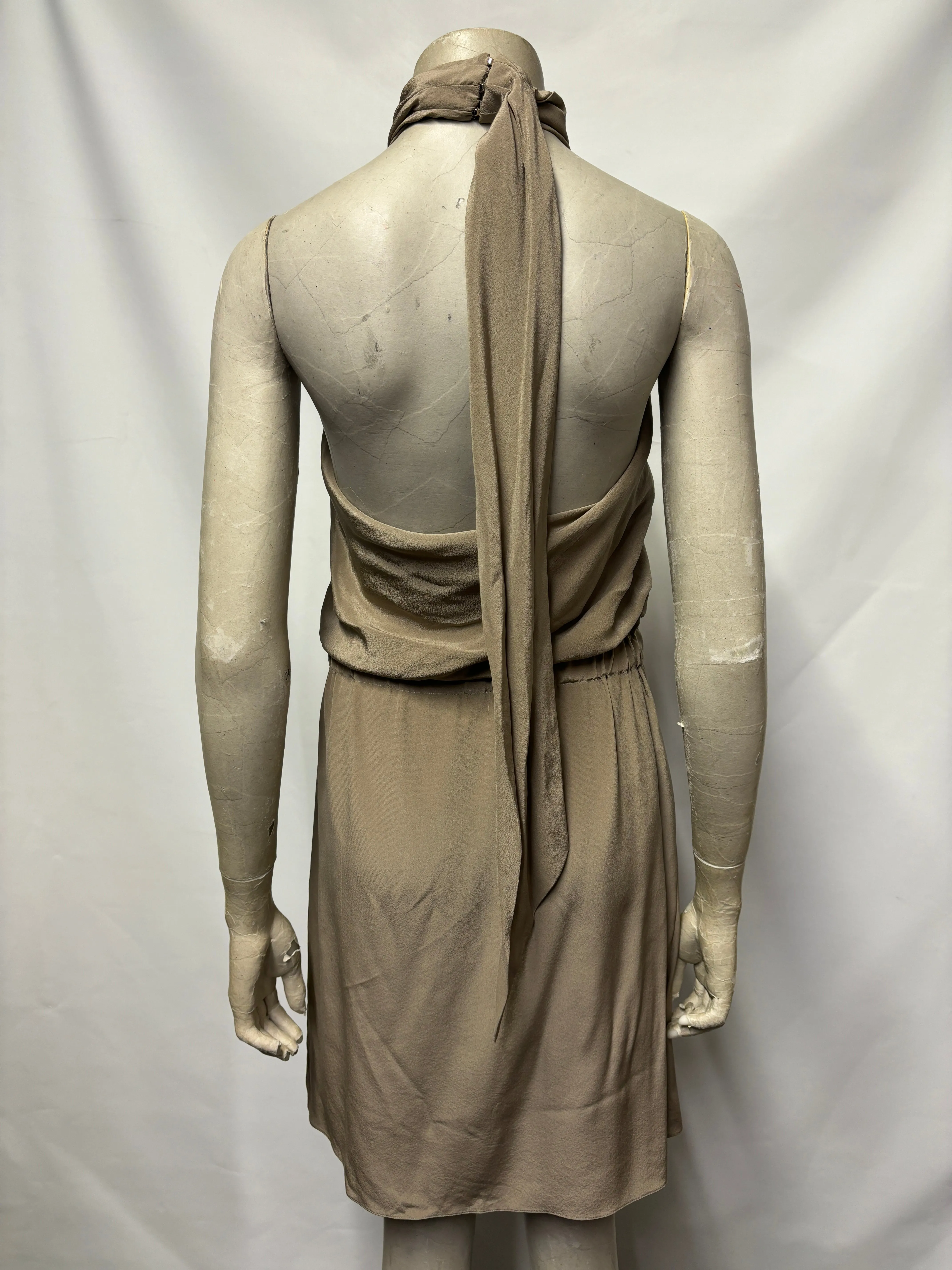 Gucci Grey Silk Halterneck Mini Dress IT 40/8