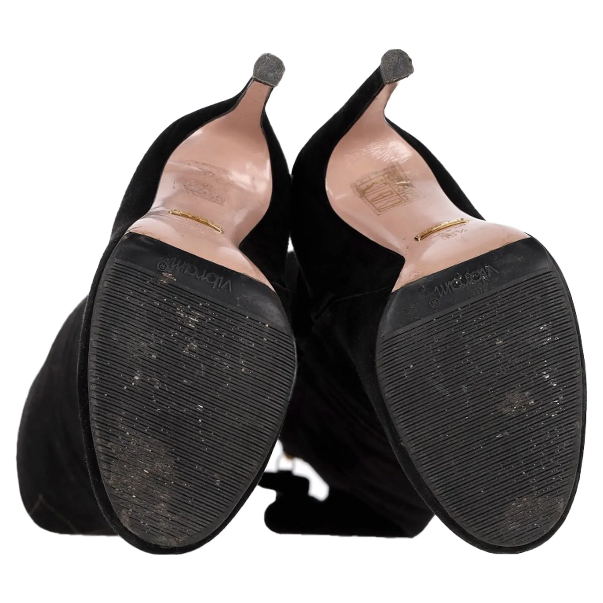 Gucci Knee-High Heeled Boots in Black Suede