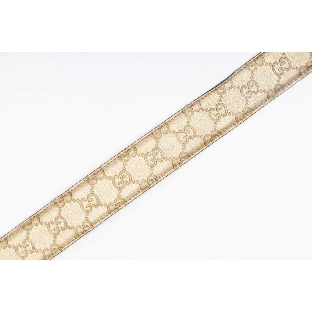Gucci Metallic Gold Guccissima Leather Interlocking G Buckle Belt