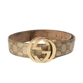 Gucci Metallic Gold Guccissima Leather Interlocking G Buckle Belt