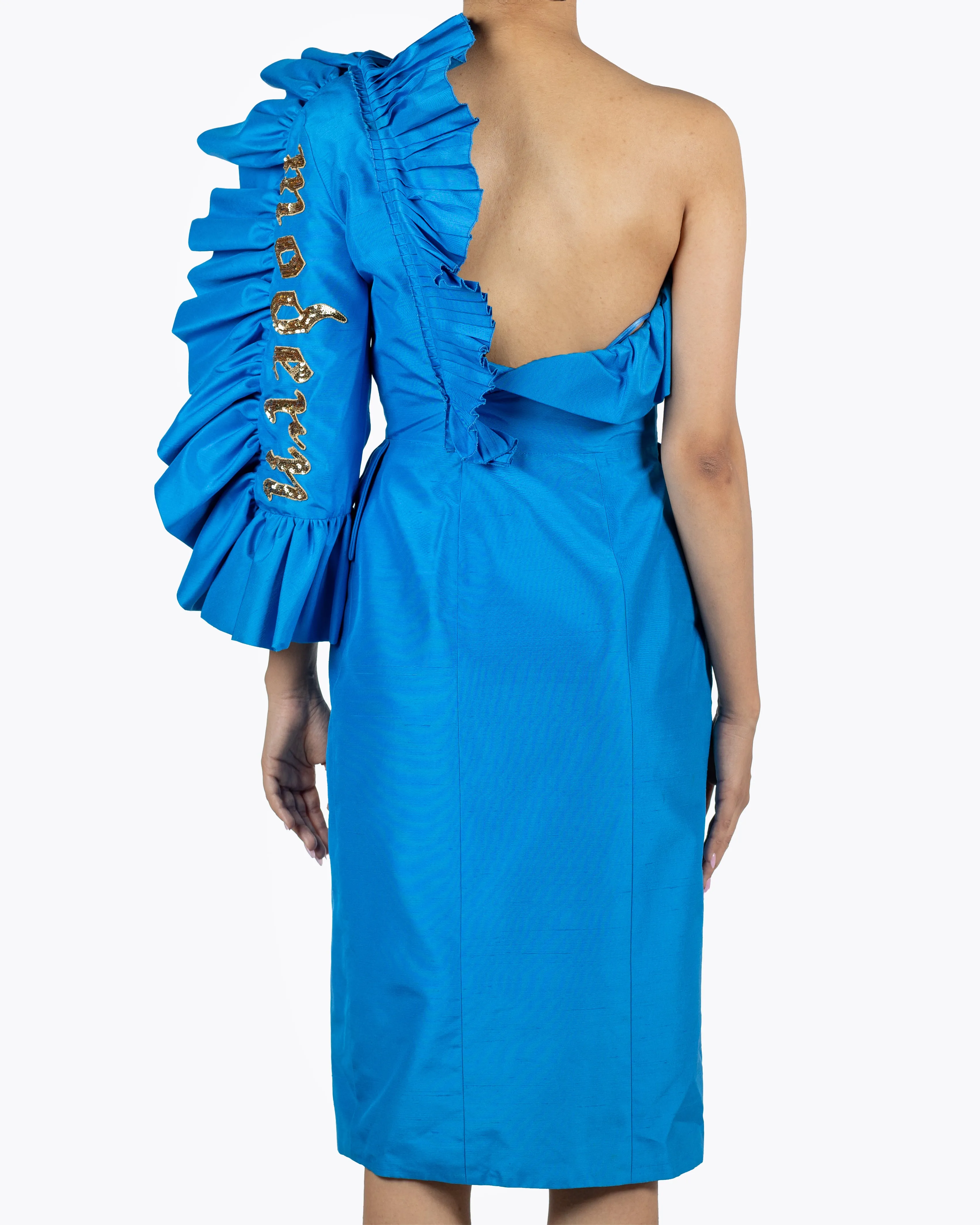 Gucci One Shoulder Modern Dress Blue