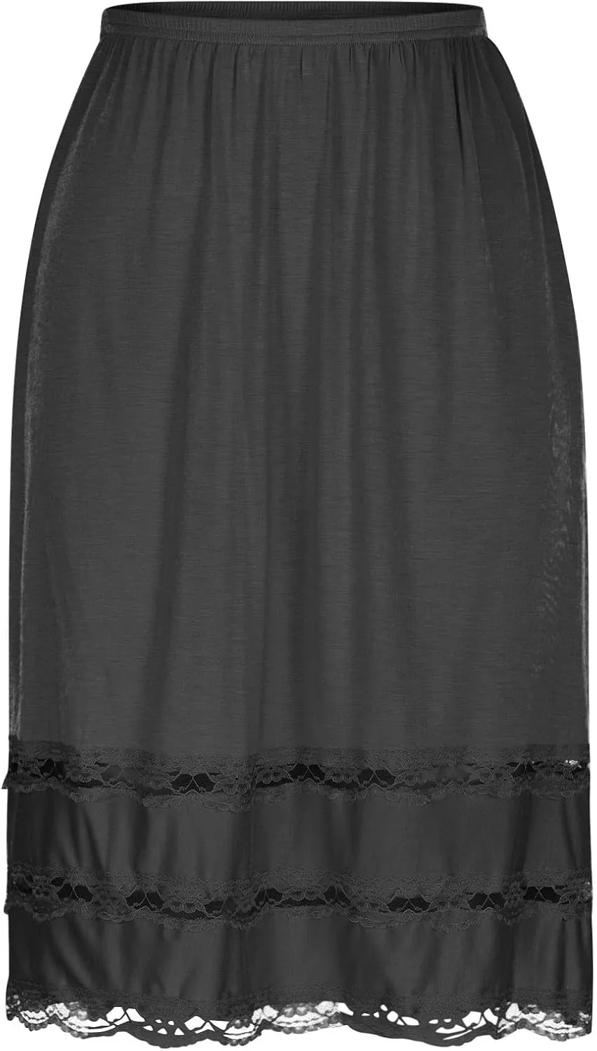 Half Slips for Women Extender Lace Trim Knee Length Midi Underskirt Dress Lightweight Soft Comfy High Waist Skirts
