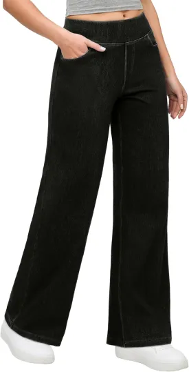 IUGA Wide Leg Jeans Woman High Waisted Pull On Baggy Jeans for Women Stretchy Trendy Womens Jean Straight Casual Denim Pants
