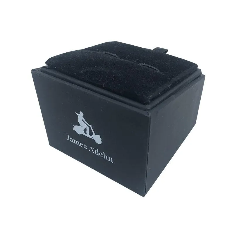 James Adelin Silver Square Matt Plain Cuff Links