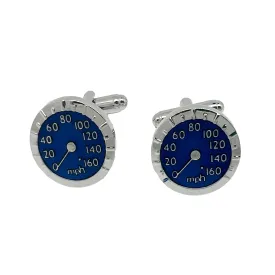 James Adelin Silver/Blue Watch Circular Cuff Links