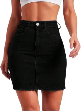 Jean Skirts for Women Denim High Waisted Short Mini Skirt Summer Casual Frayed Hem Cute Jeans Skirts 2025