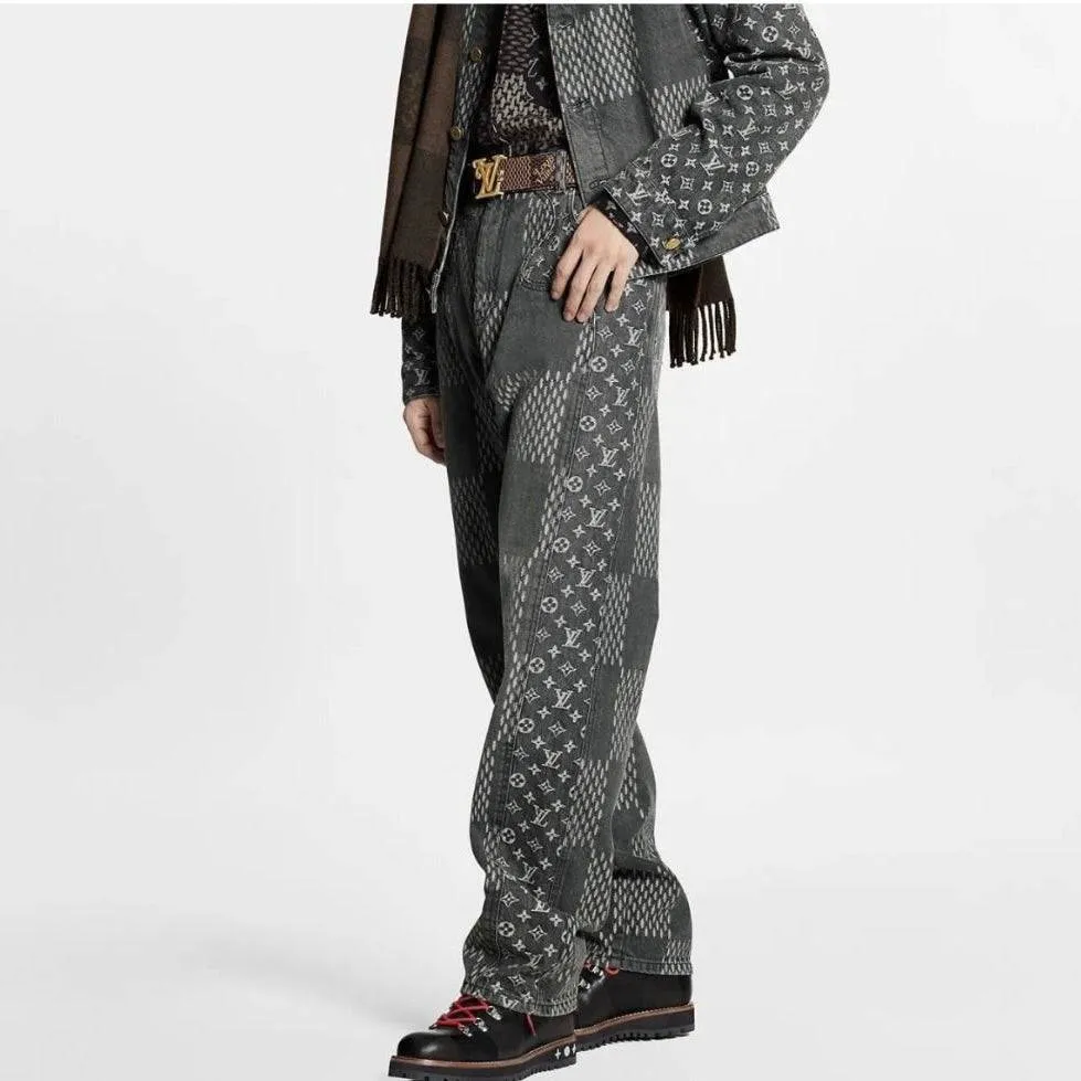 Louis V x Nigo Giant Damier Waves MNGM Denim Pants