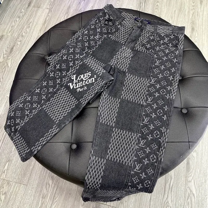 Louis V x Nigo Giant Damier Waves MNGM Denim Pants