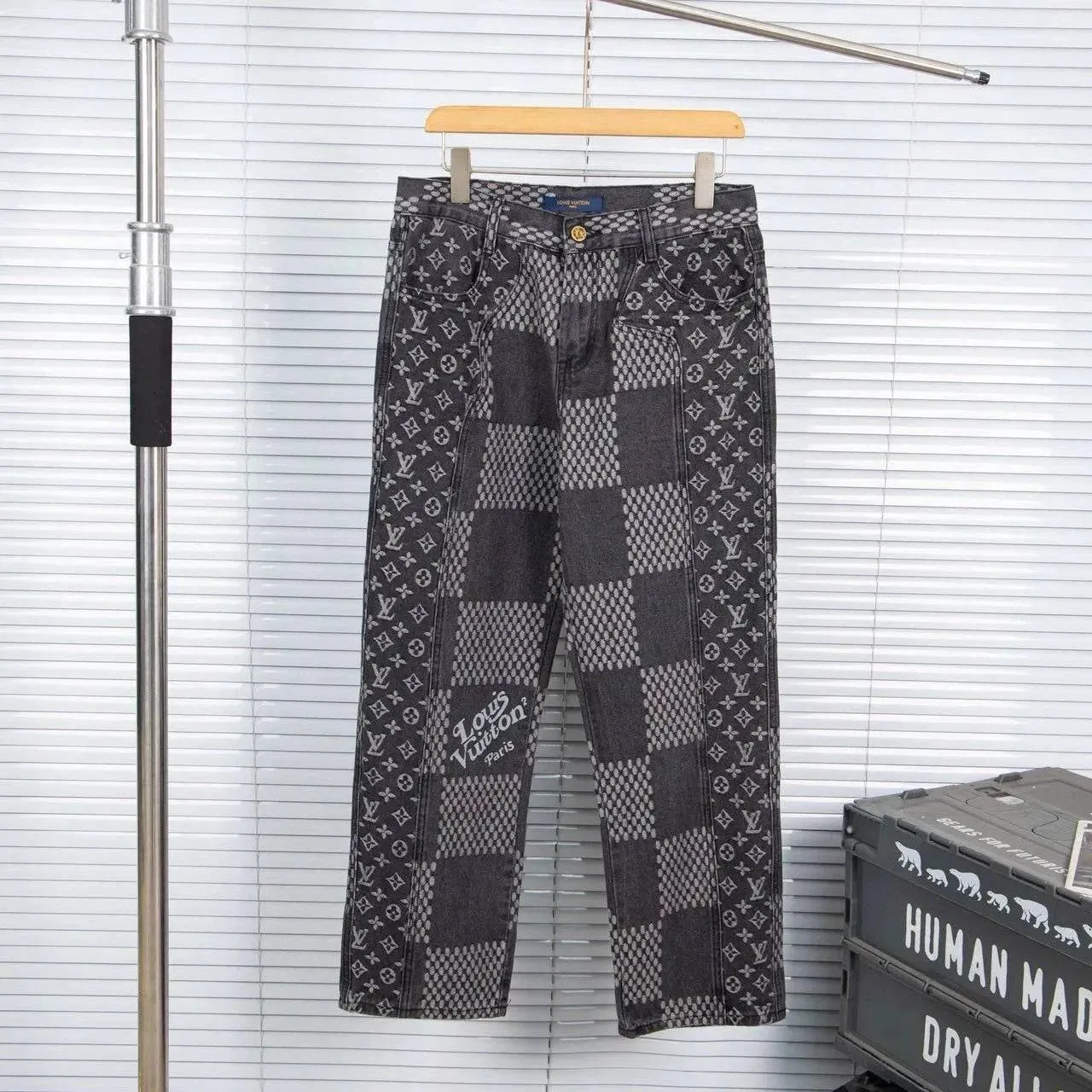 Louis V x Nigo Giant Damier Waves MNGM Denim Pants