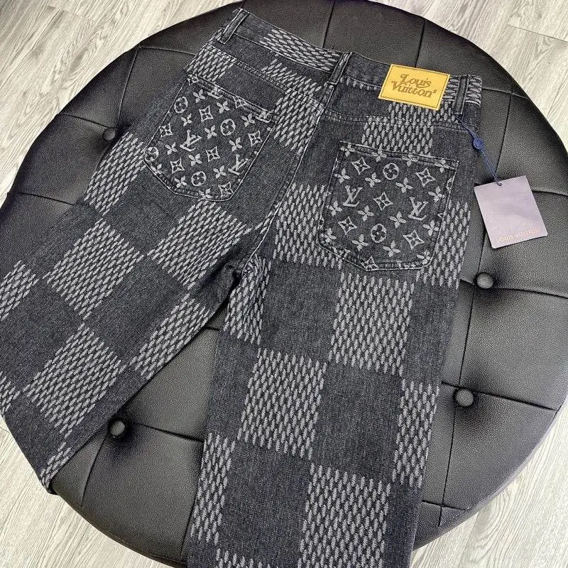 Louis V x Nigo Giant Damier Waves MNGM Denim Pants