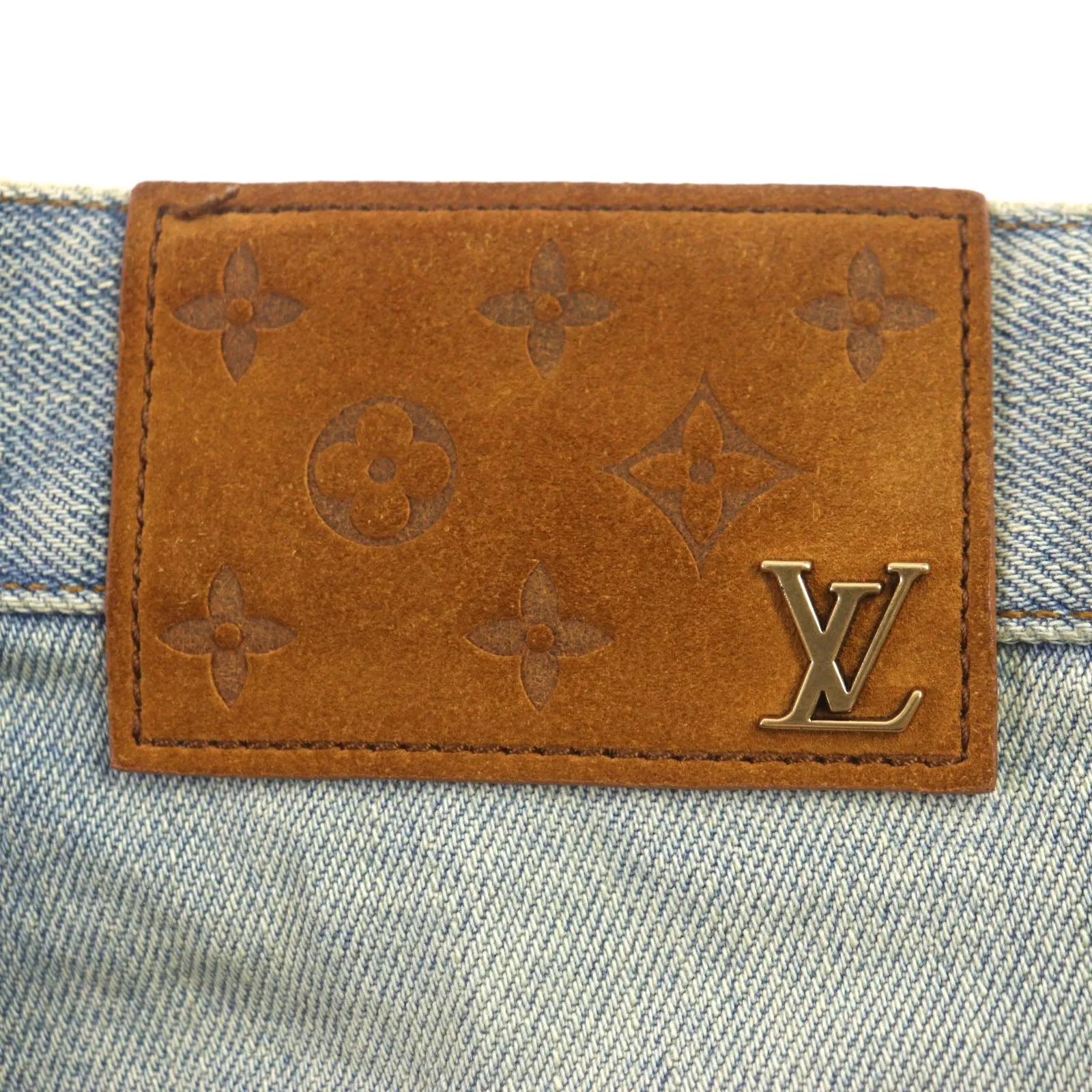 LOUIS VUITTON Denim pants Main: 100% cotton, Lining: 100% cotton, Leather part: Cowhide Blue type mens 30 Used