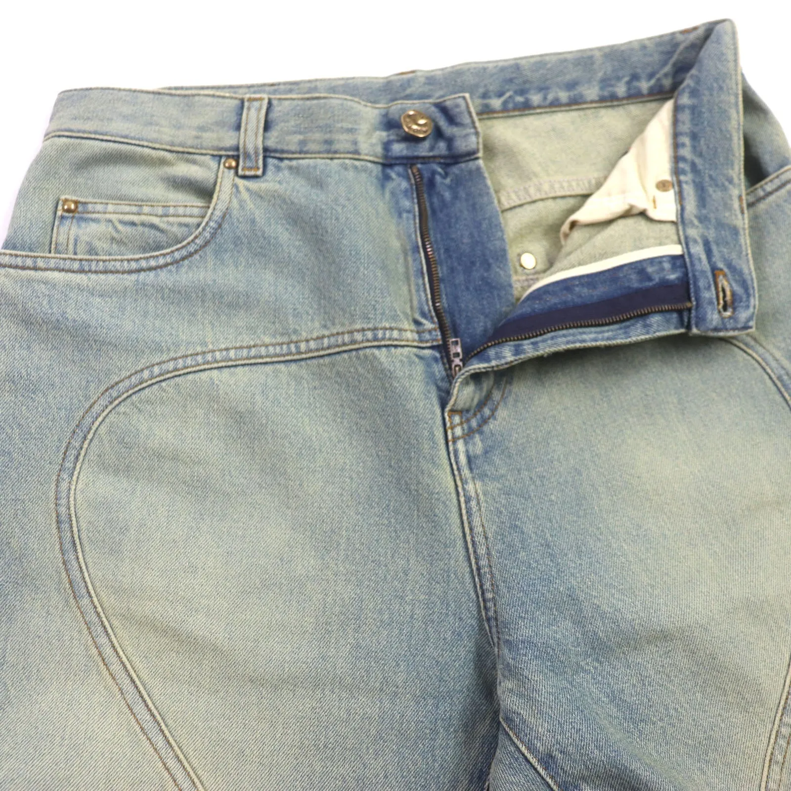 LOUIS VUITTON Denim pants Main: 100% cotton, Lining: 100% cotton, Leather part: Cowhide Blue type mens 30 Used