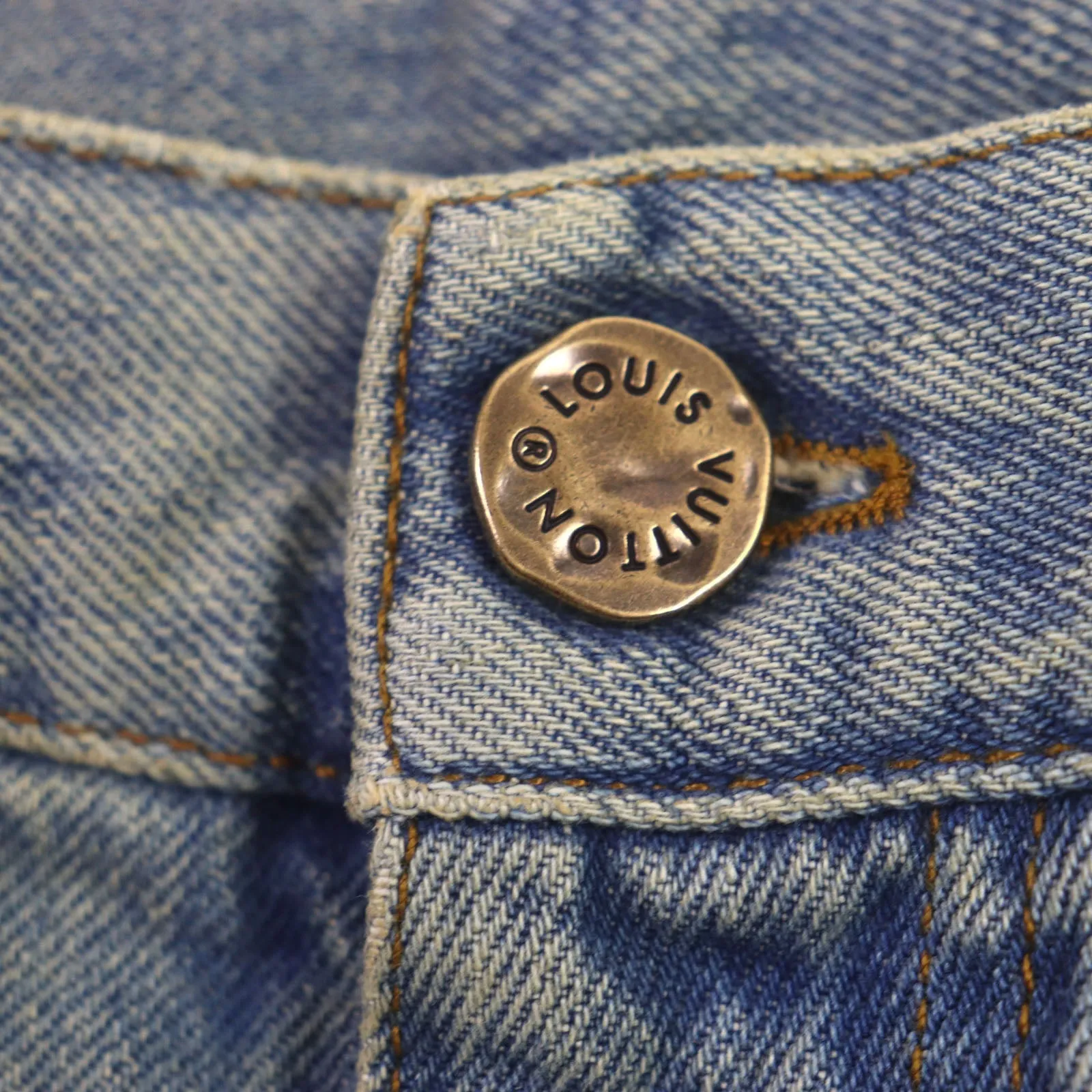 LOUIS VUITTON Denim pants Main: 100% cotton, Lining: 100% cotton, Leather part: Cowhide Blue type mens 30 Used