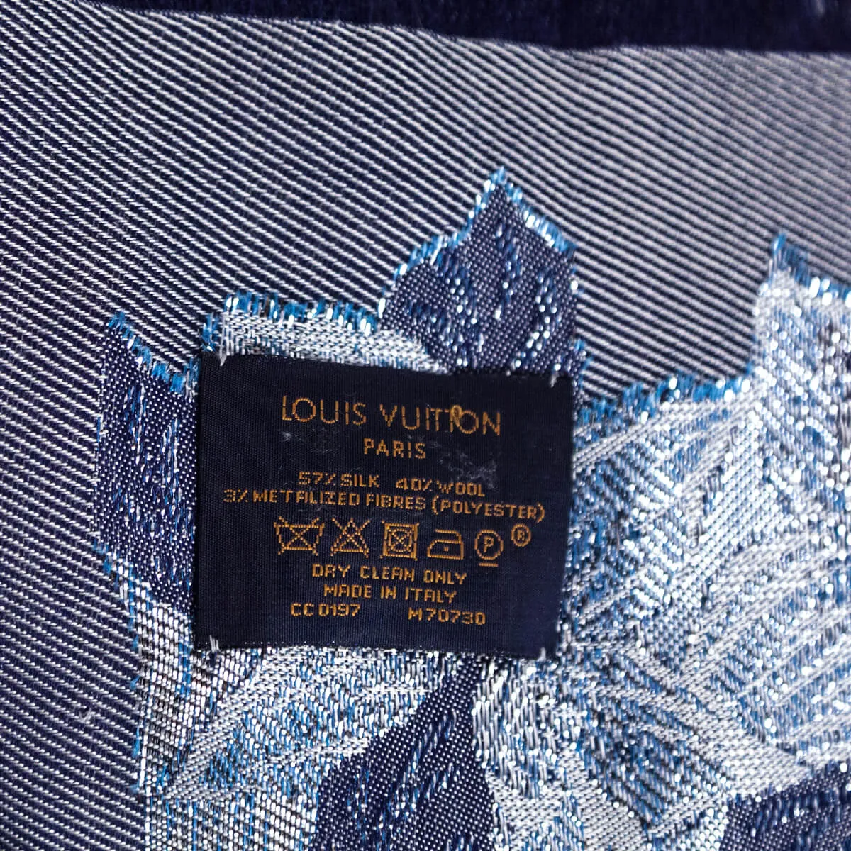 Louis Vuitton Navy Lurex Monogram Shine Flower Embellished Shawl