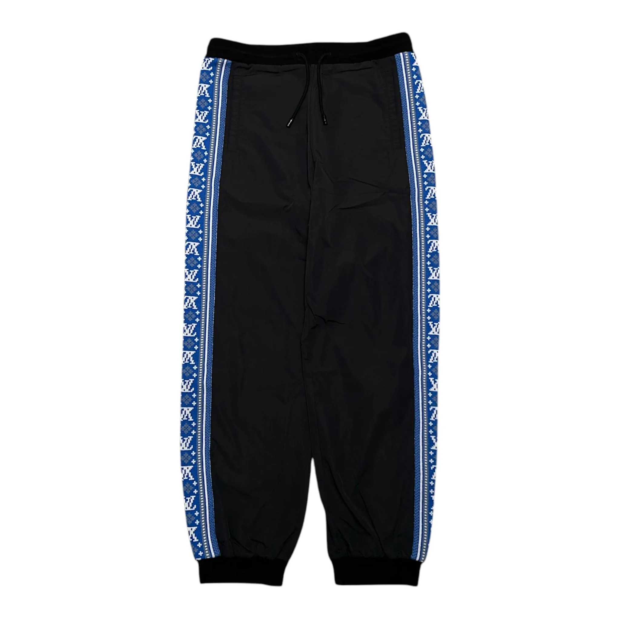 Louis Vuitton Nylon Tapered Track Pants Black Blue Pre-Owned