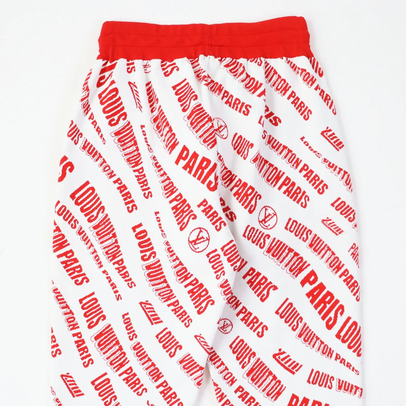 LOUIS VUITTON Pants Rayon Red white Slant Signature Jacquard Jogging Pants XS