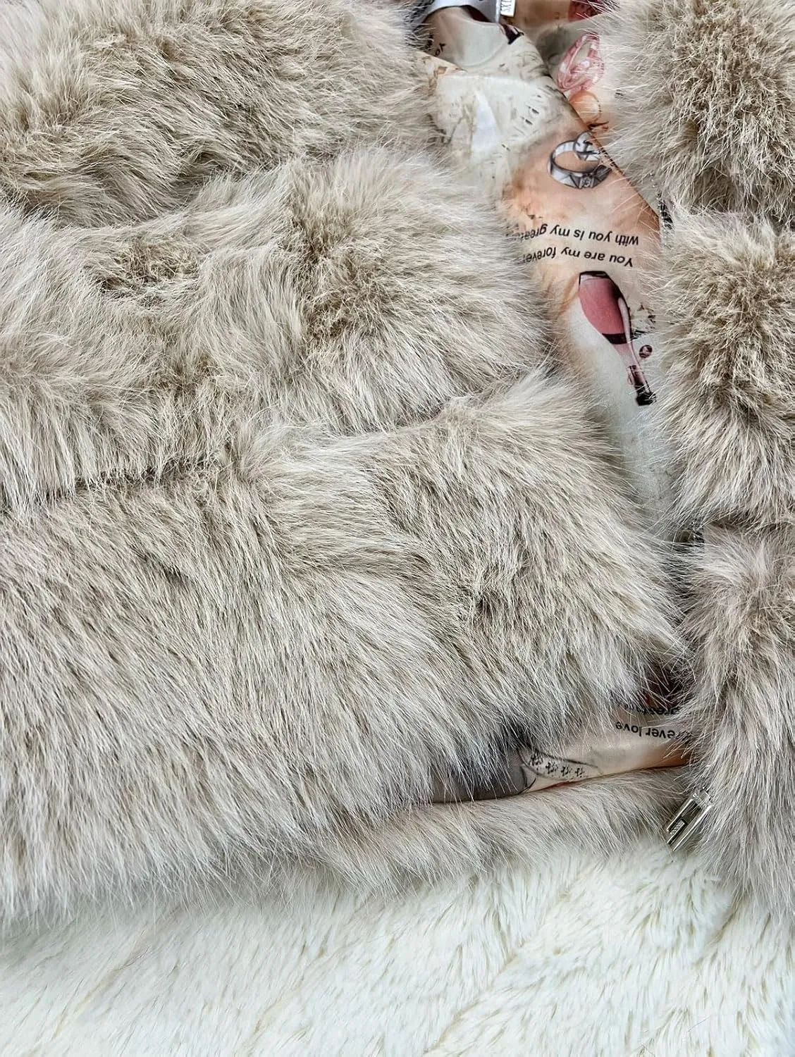 loveimgs Women Fluffy Faux Fur Coat Cropped Jacket Puffer Jacket Zip Up Winter Warm Fuzzy Teddy Jacket