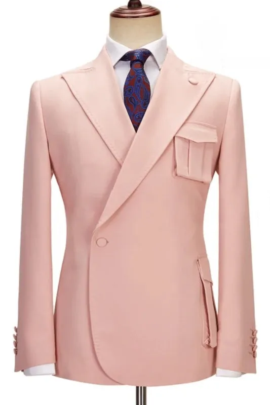 Maximilian Sophisticated Pink Peak Lapel Custom Prom Suit