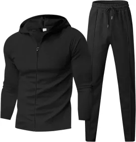 Men's 2 Piece Tracksuit Polo Athletic Sweatsuit Cardigan Solid Color Long Sleeve Men's Track Suits 2 Piece Set