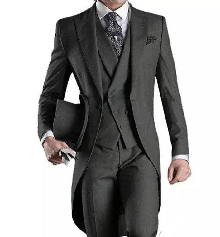 Mens  Custom made  wedding Tuxedo Grooms long Tail wedding suit