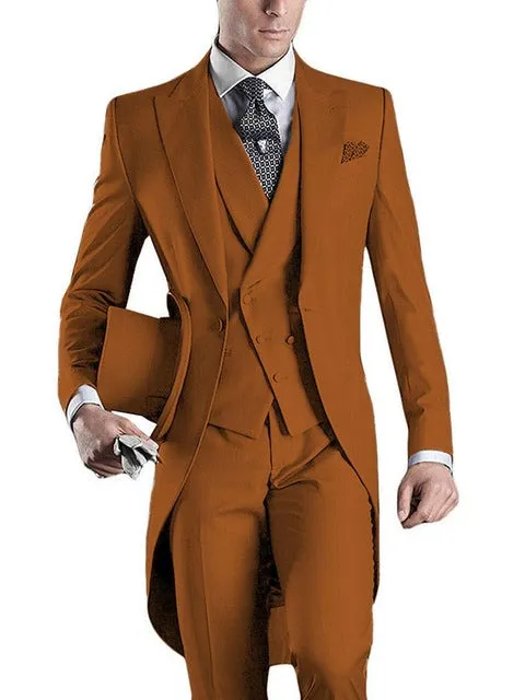 Mens  Custom made  wedding Tuxedo Grooms long Tail wedding suit