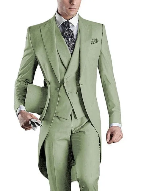 Mens  Custom made  wedding Tuxedo Grooms long Tail wedding suit