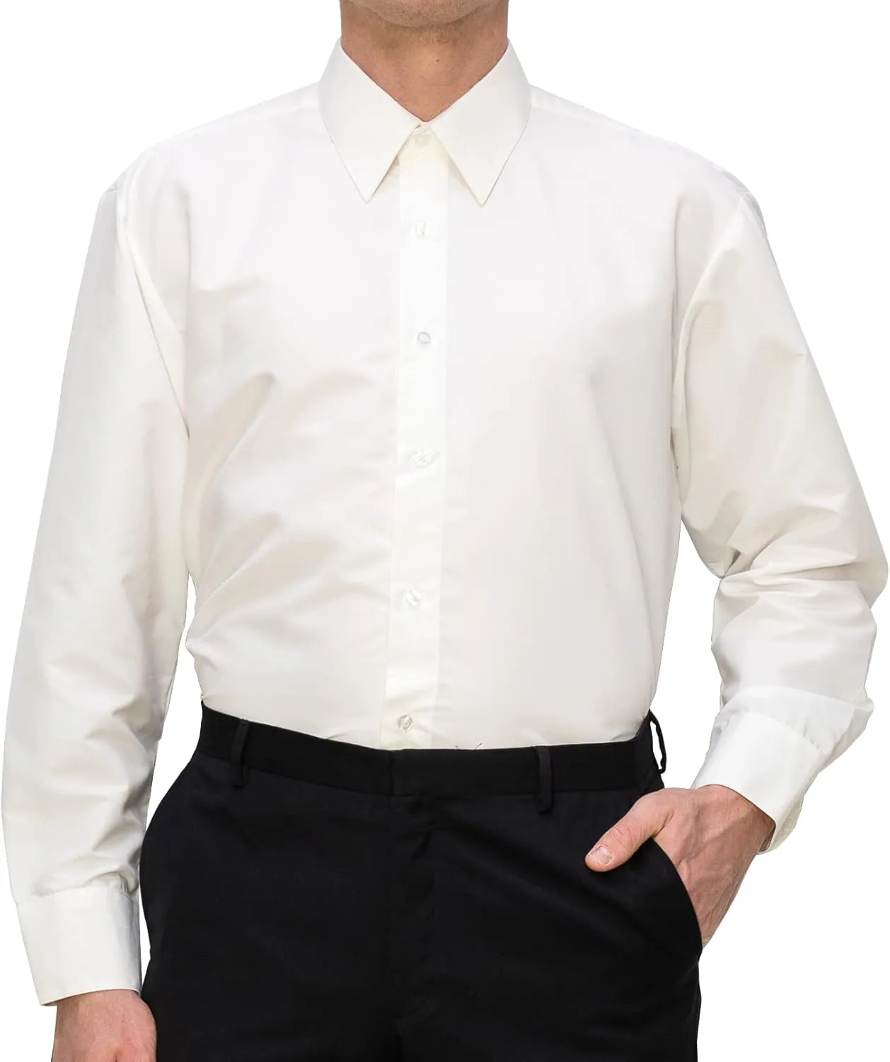 Men's Microfiber Tuxedo Dress Shirt Laydown Collar, Non Pleat