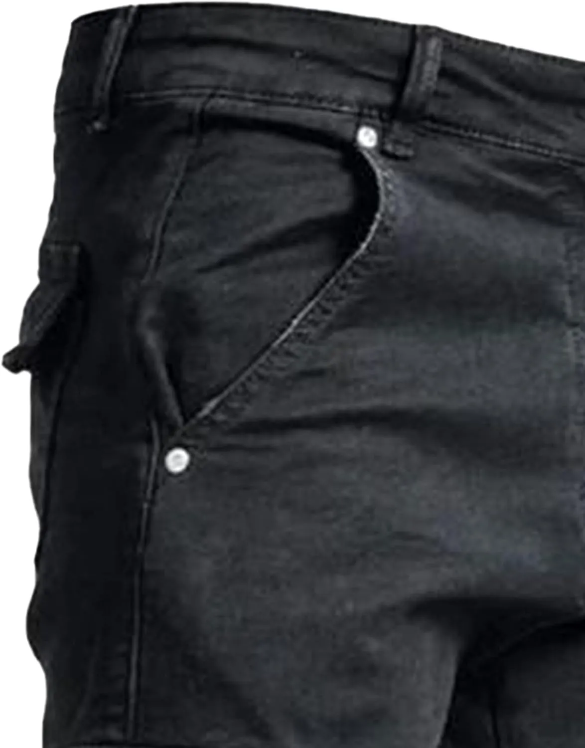 Men's Ripped Jeans Black Skinny Distressed Moto Biker Jeans Gothic Zipper Denim Pants Tapered Leg Slim Fit Jean