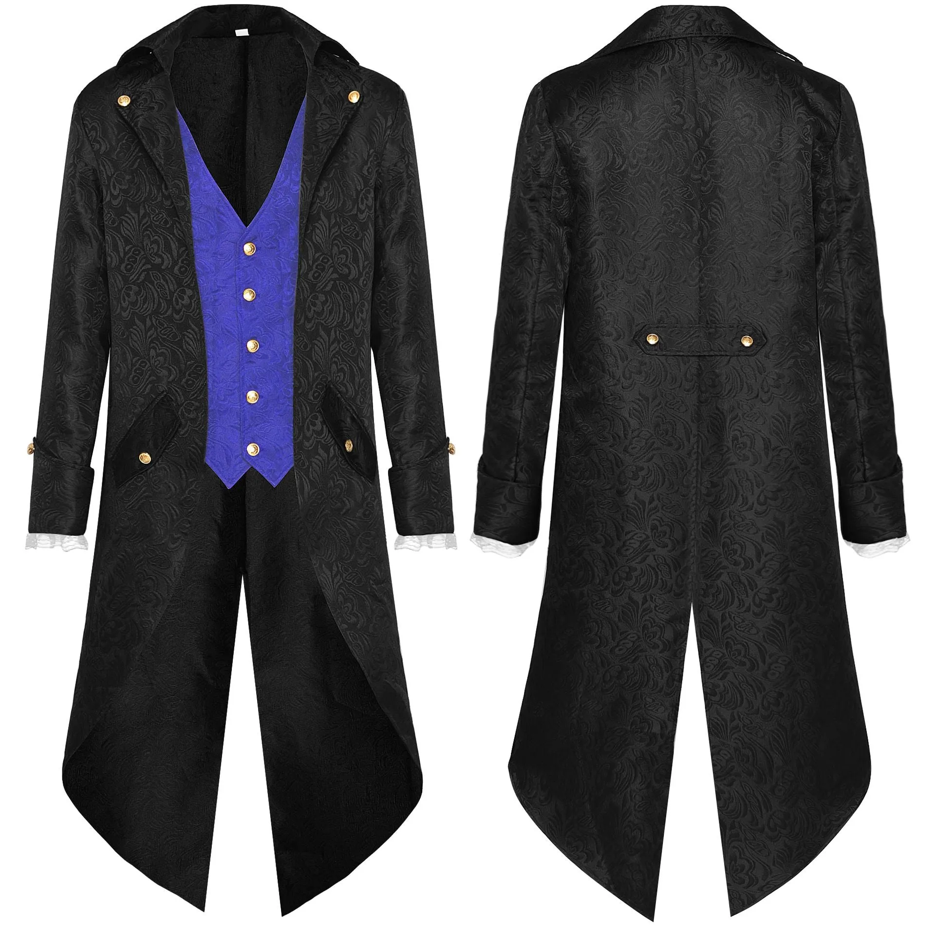 Mens Steampunk Medieval Jacket Pirate Viking Renaissance Costume Formal Tailcoat Victorian Tuxedo Coats
