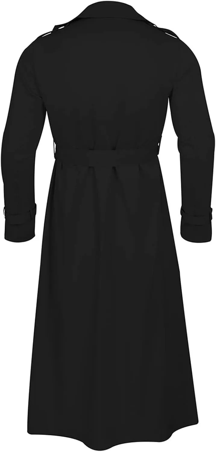 Mens Windbreaker Lightweight Jackets,Double Breasted Full Length Trench Coat Casual Lapel Oversized Long Overcoats