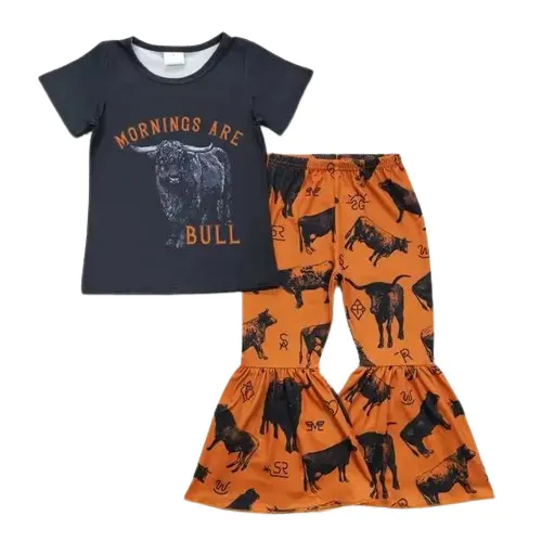MORNINGS ARE BULL - Western Bell Bottoms Outfit Kids