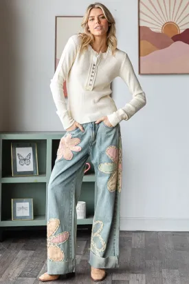 Oli & Hali  Pink Flower Denim Jeans