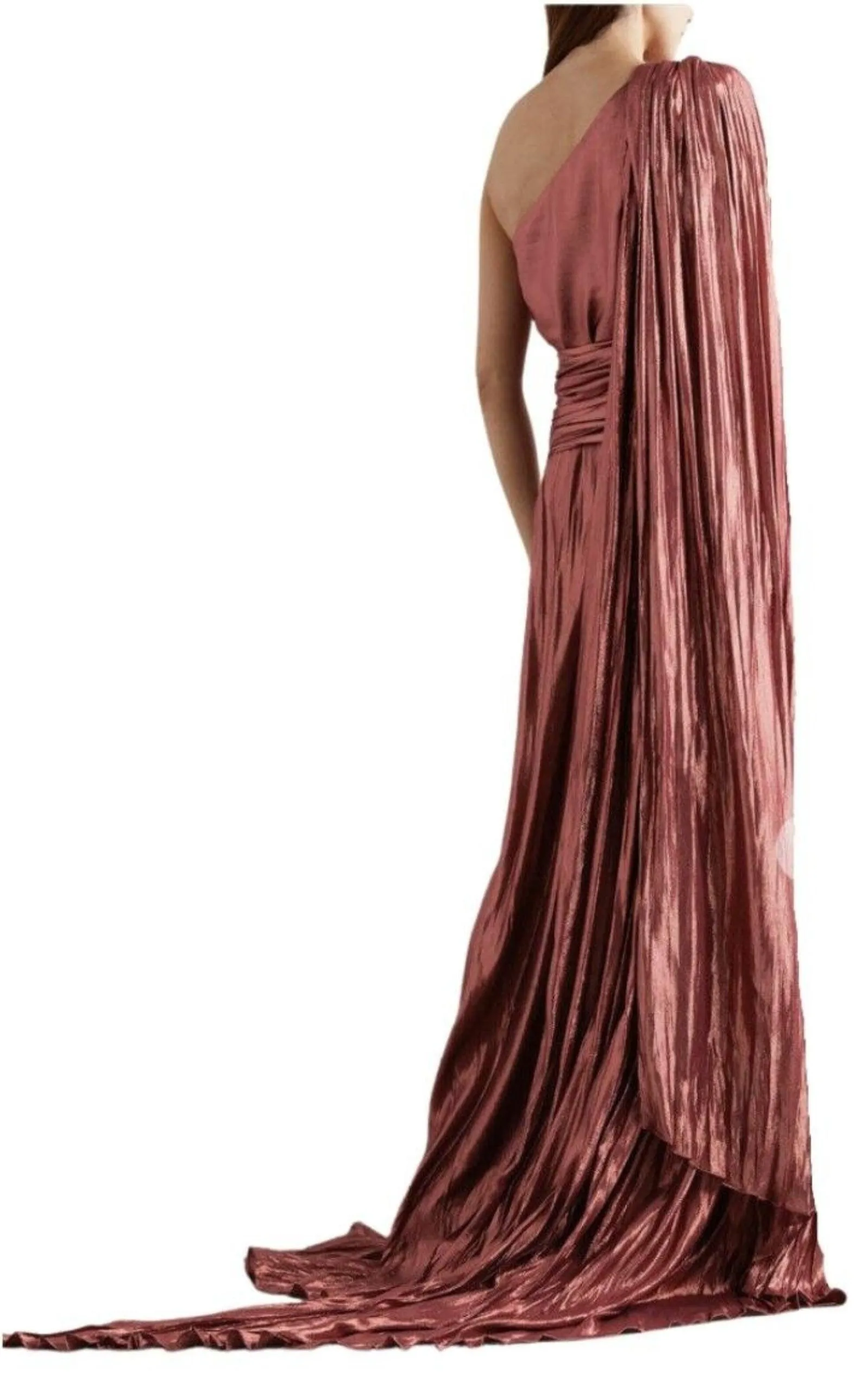 One Shoulder Asymmetric Lame Gown