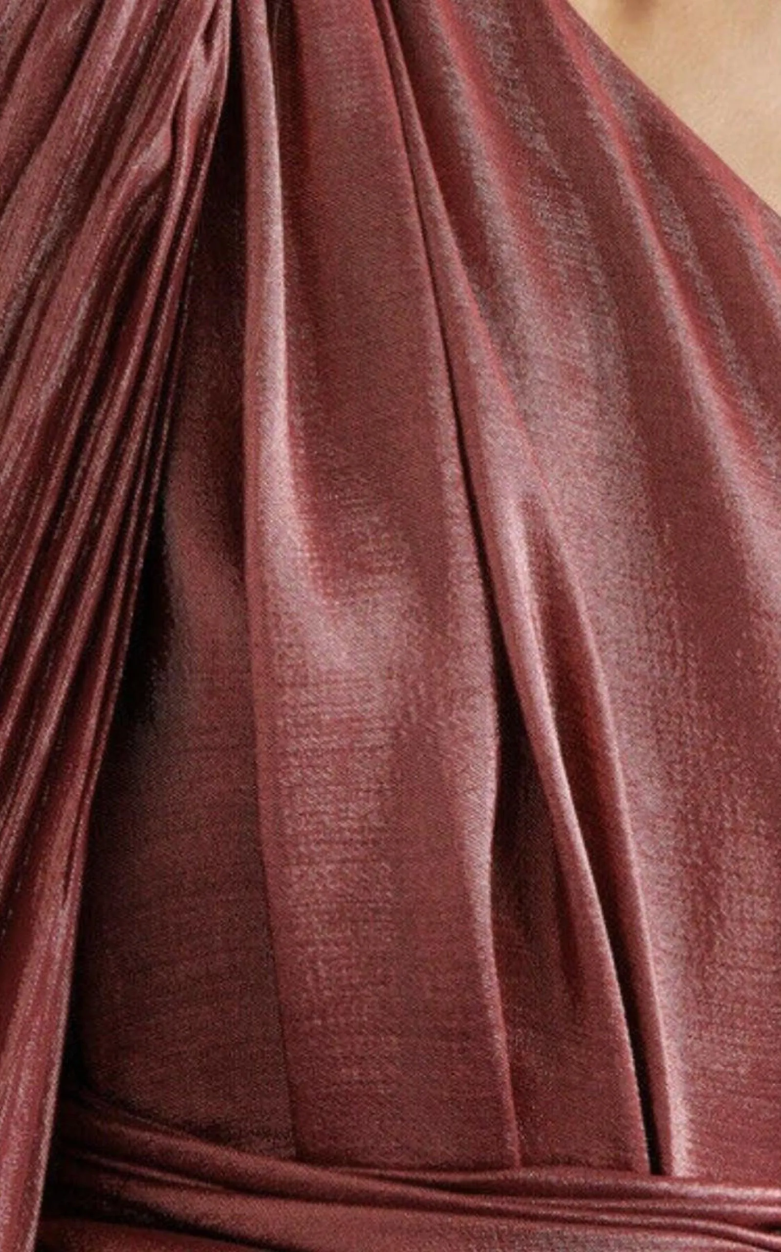 One Shoulder Asymmetric Lame Gown