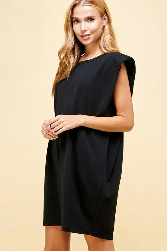 Oversized Structured Shoulder Cotton Dress
