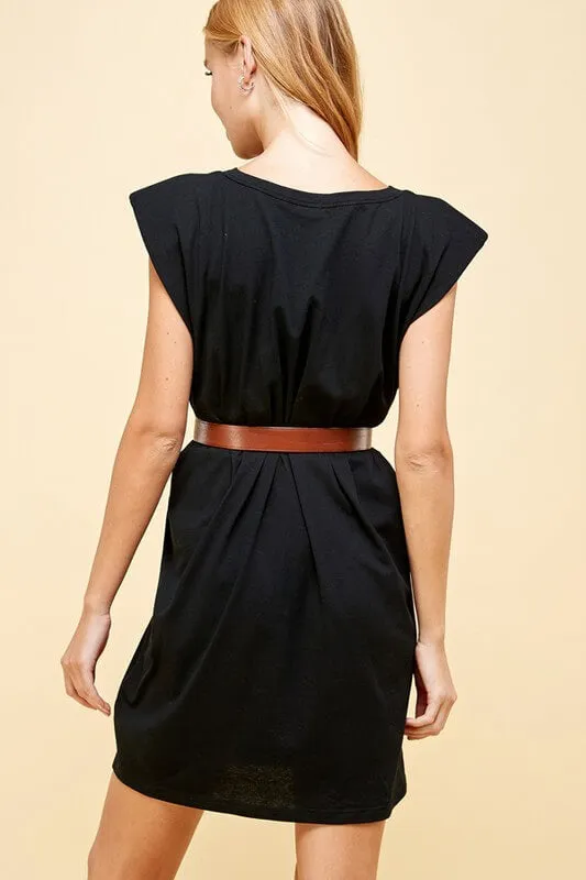 Oversized Structured Shoulder Cotton Dress