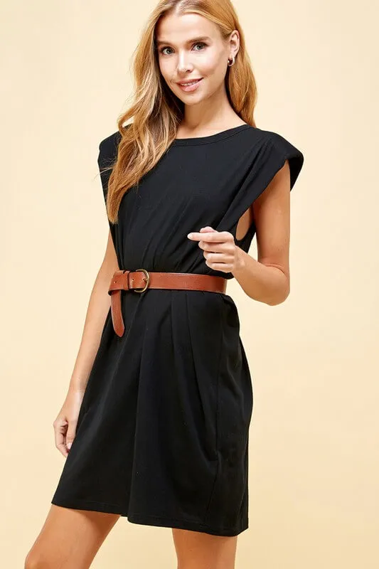 Oversized Structured Shoulder Cotton Dress